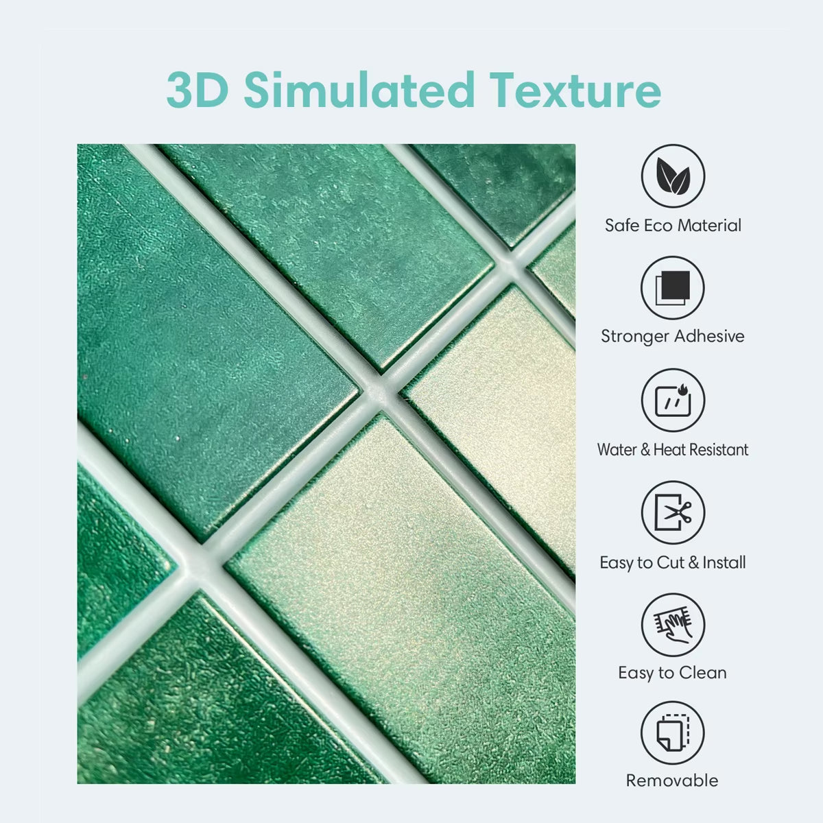 3D Wall Sticker Self-Adhesive 3D Wall Panel Peel and Stick Tile Backsplash for Kitchen Waterproof Tile Sticker